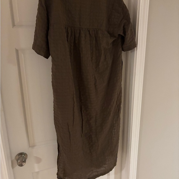 Everlane Olive Green Textured Button-Up Dress - Picture 7 of 7